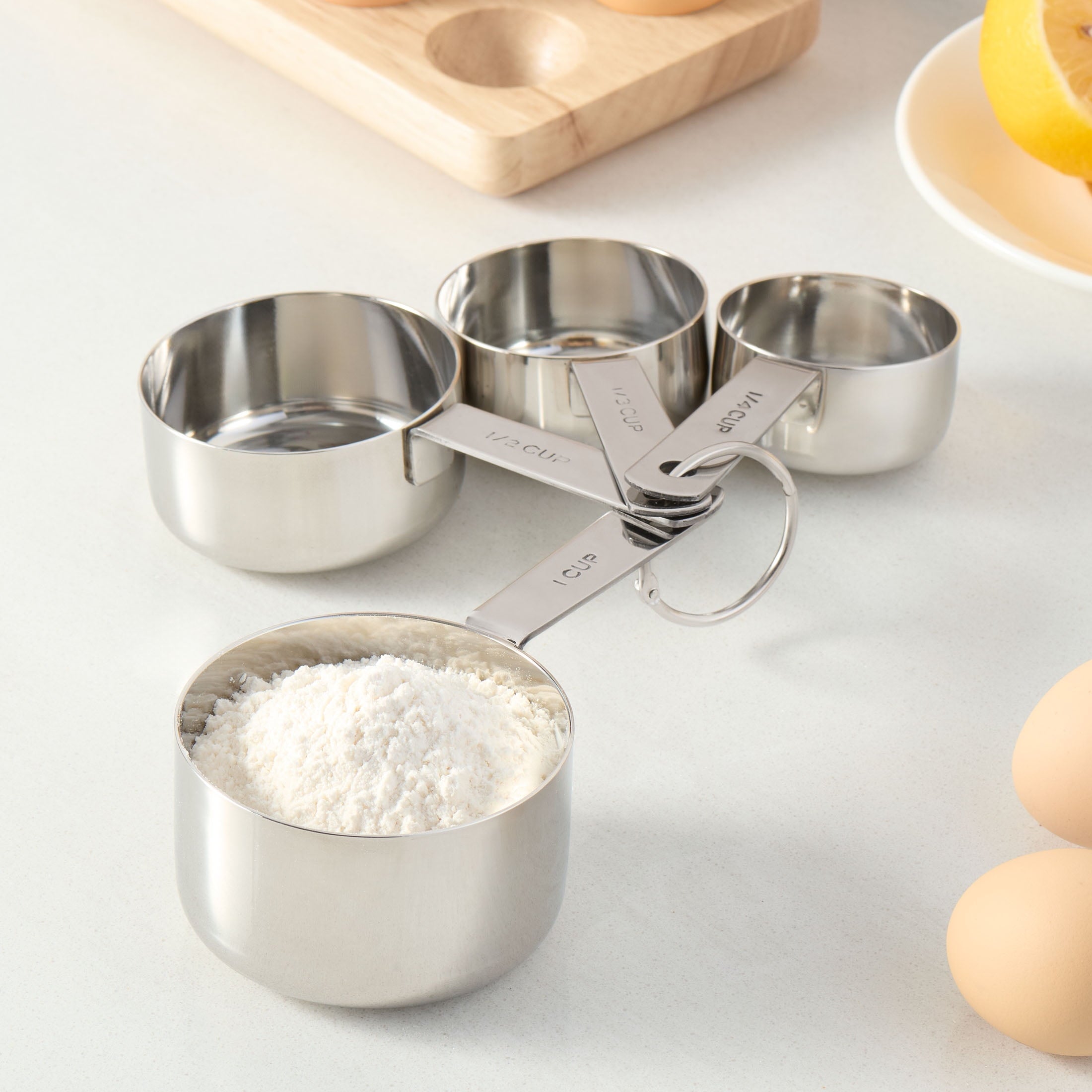 Mainstays Kitchen Stainless Steel 4-Piece Nesting Measuring Cups - Image 2