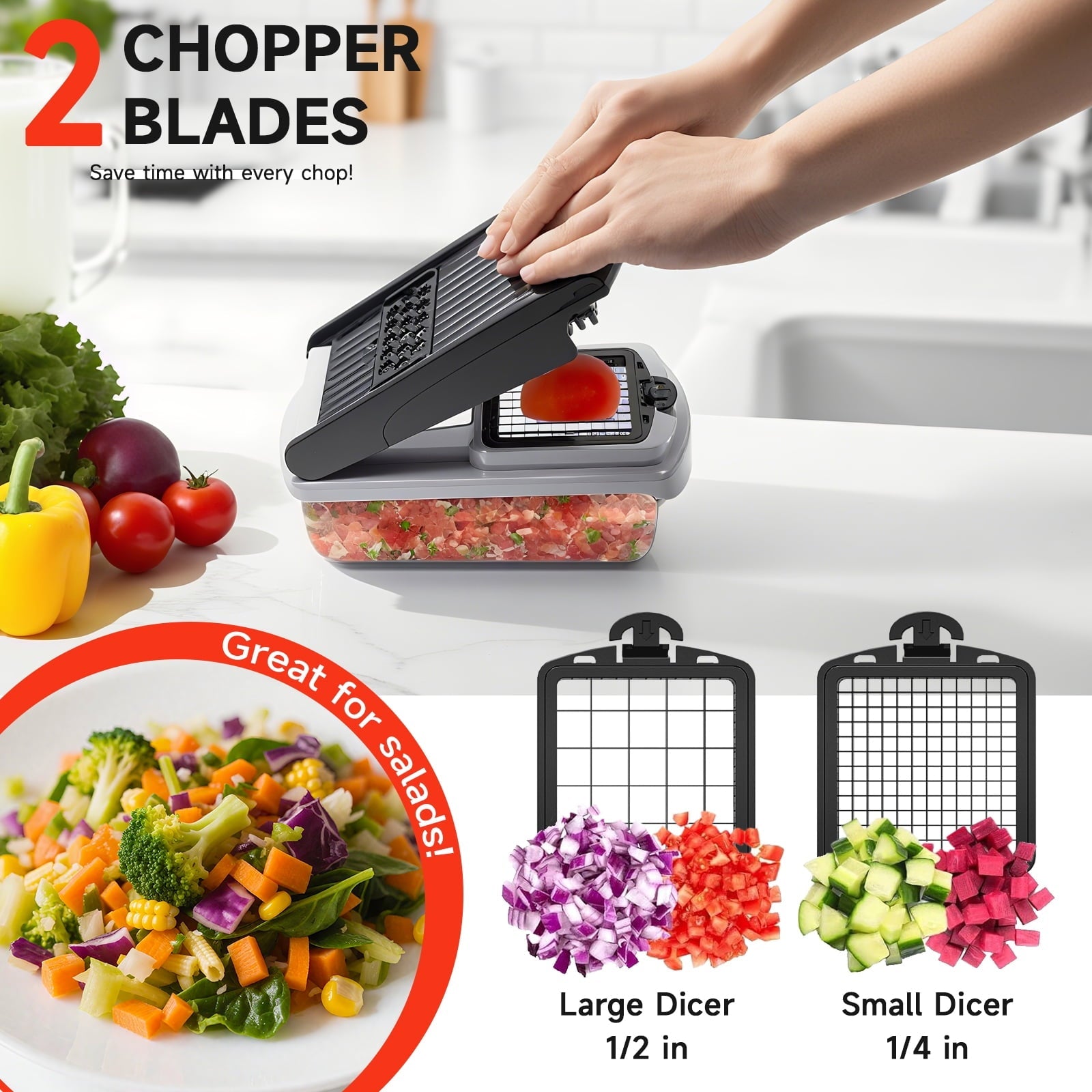 Aonhom Vegetable Chopper Food Slicer, 15 in 1 Multi-Function Food Chopper for Onion, Veggie, Cheese Grater, Vegetable... - Image 5