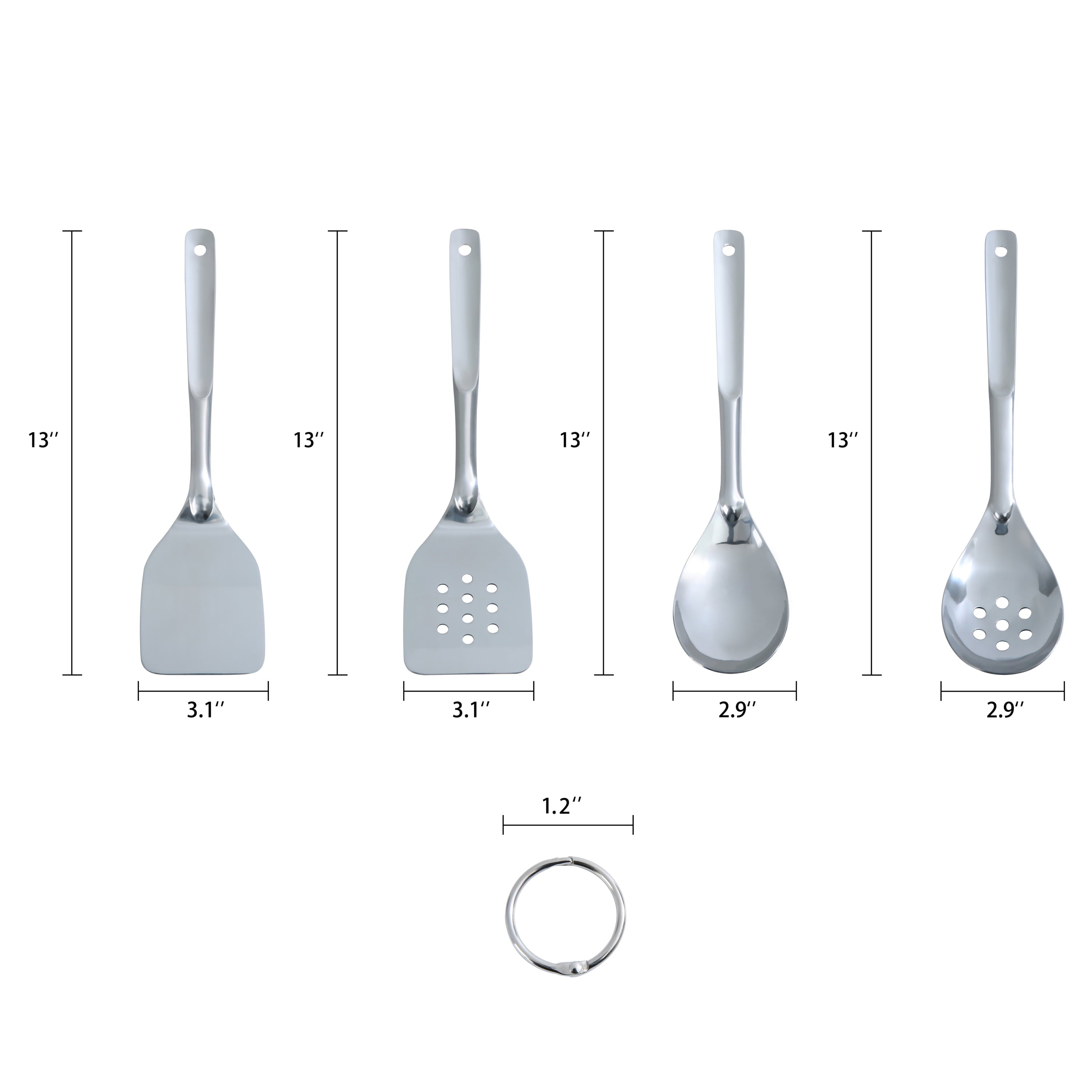Mainstays Stainless Steel 4-Piece Utensil Set: Includes Spatula, Slotted Spatula, Spoon, and Slotted Spoon - Image 5
