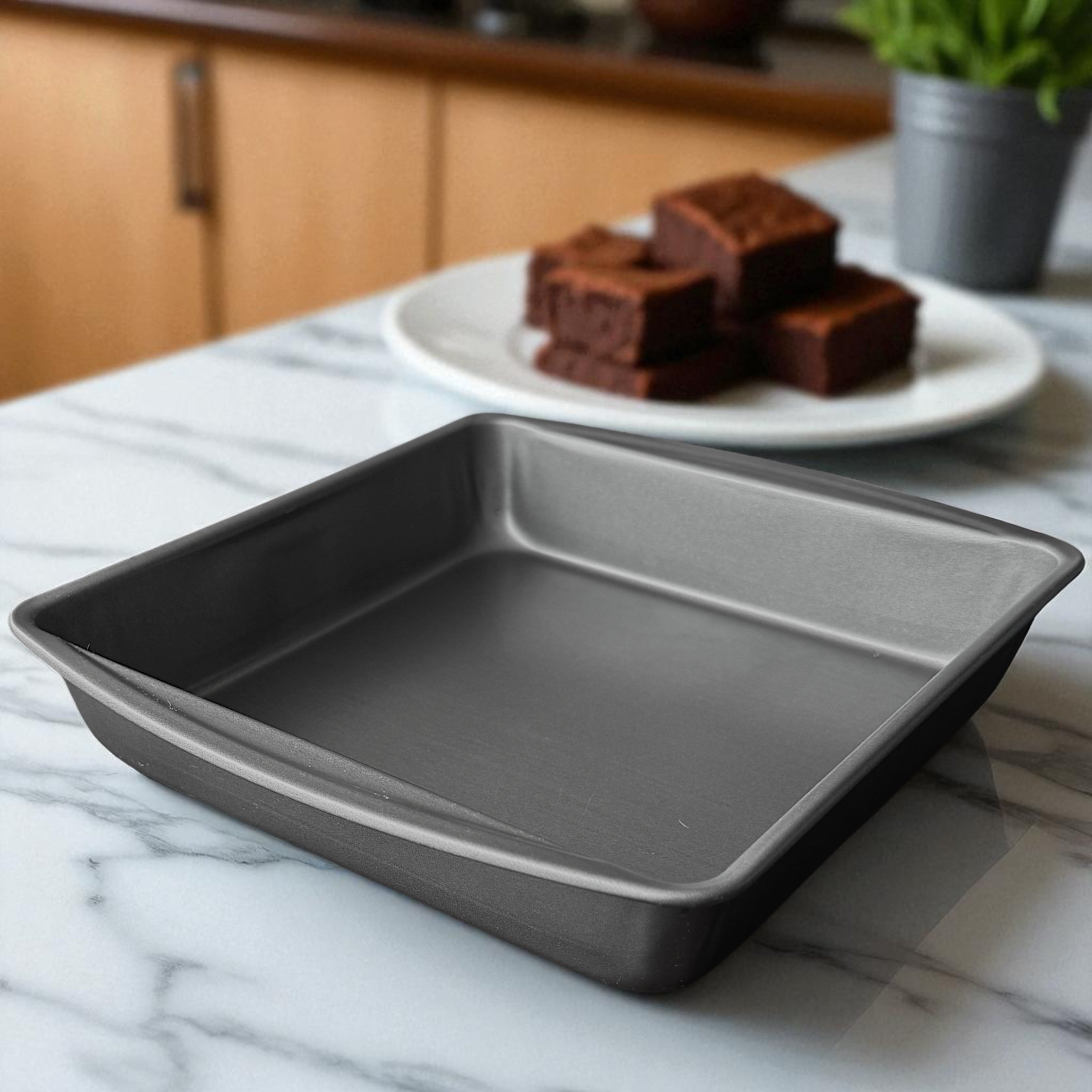 Mainstays 9" x 9" x 2" Nonstick Square Cake Pan, Gray - Image 3