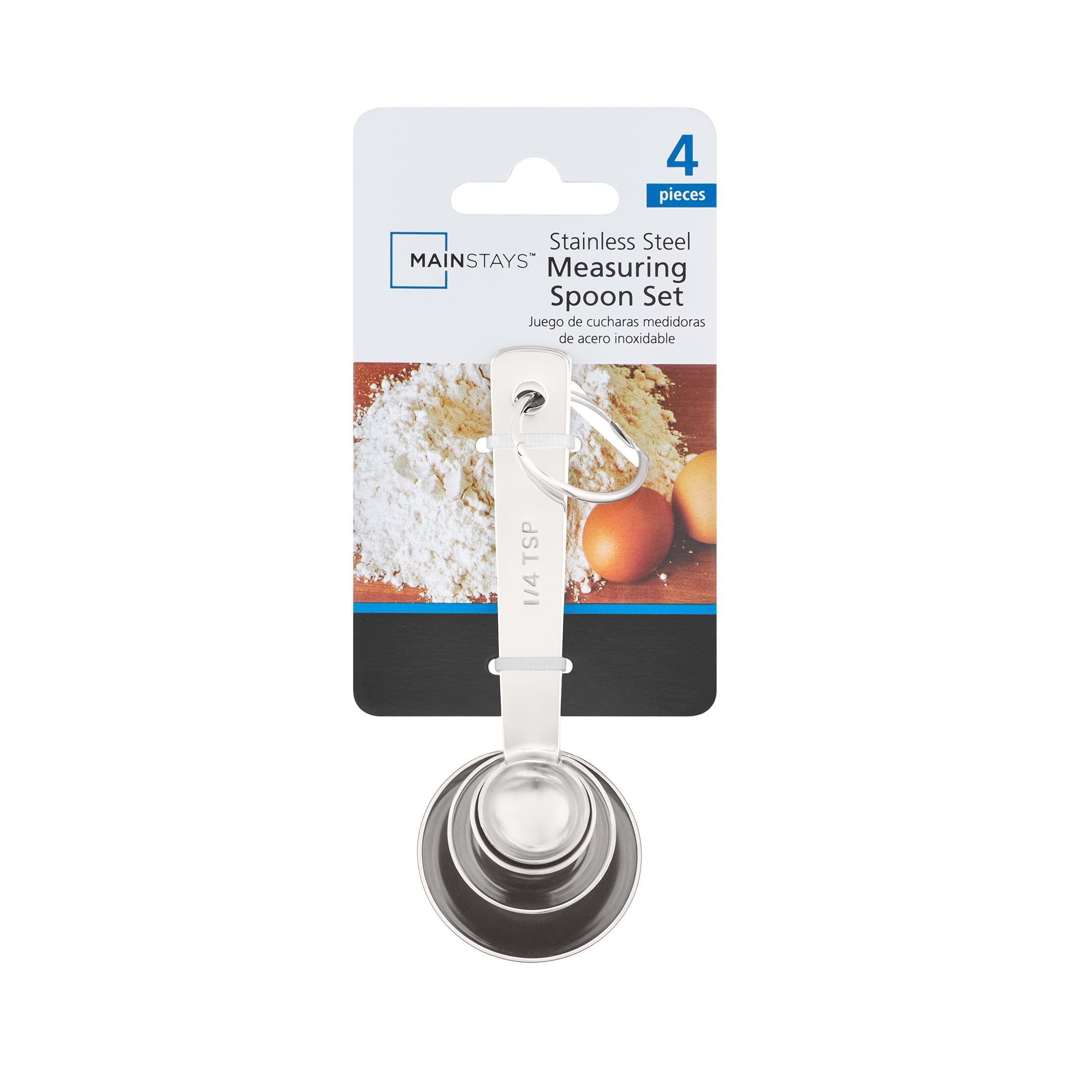 Mainstays Kitchen Stainless Steel 4-Piece Nesting Measuring Spoons Set, Stainless Steel Finish - Image 5