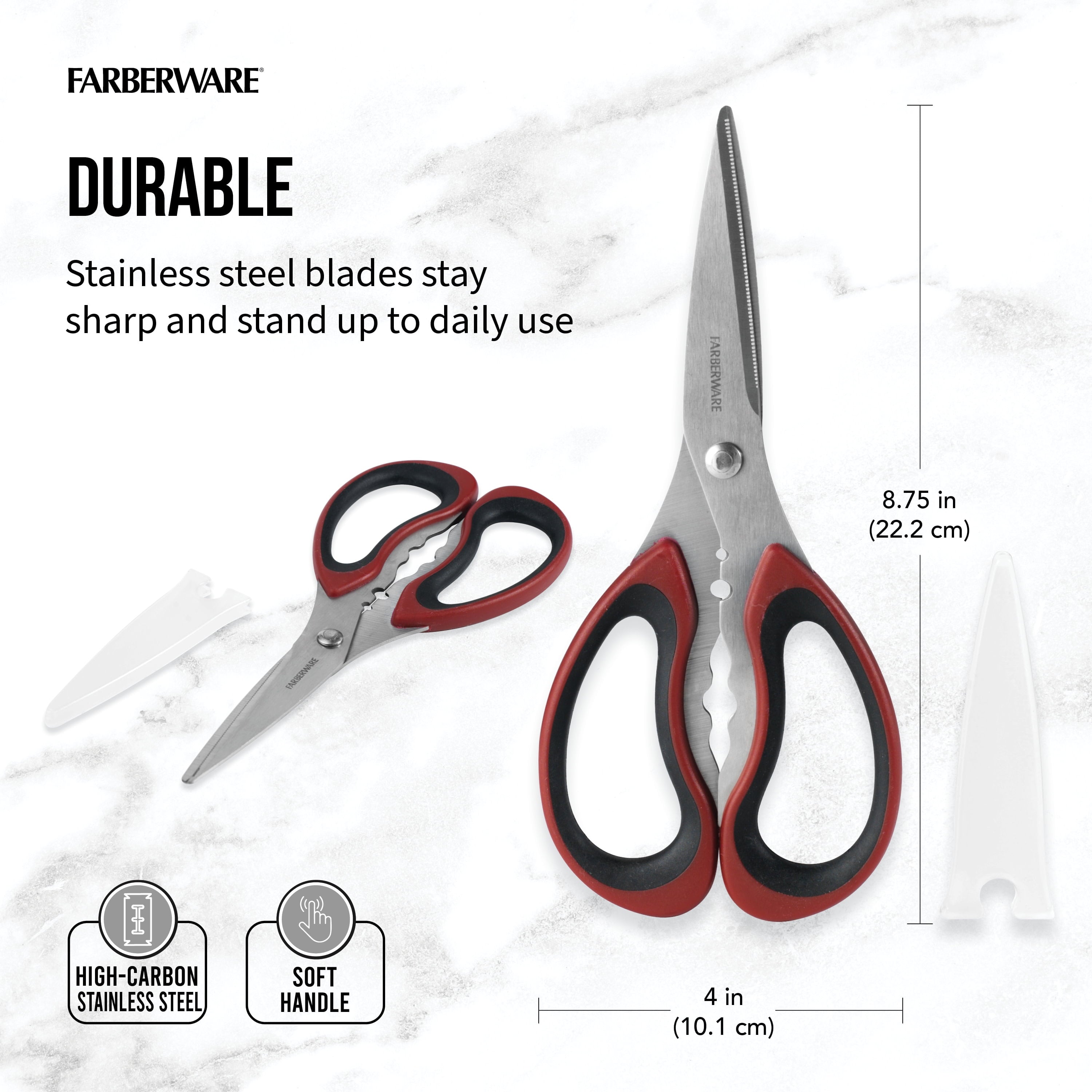 Soft Grips Stainless Steel Kitchen and Herb Shears with Red and Black Handle - Image 4