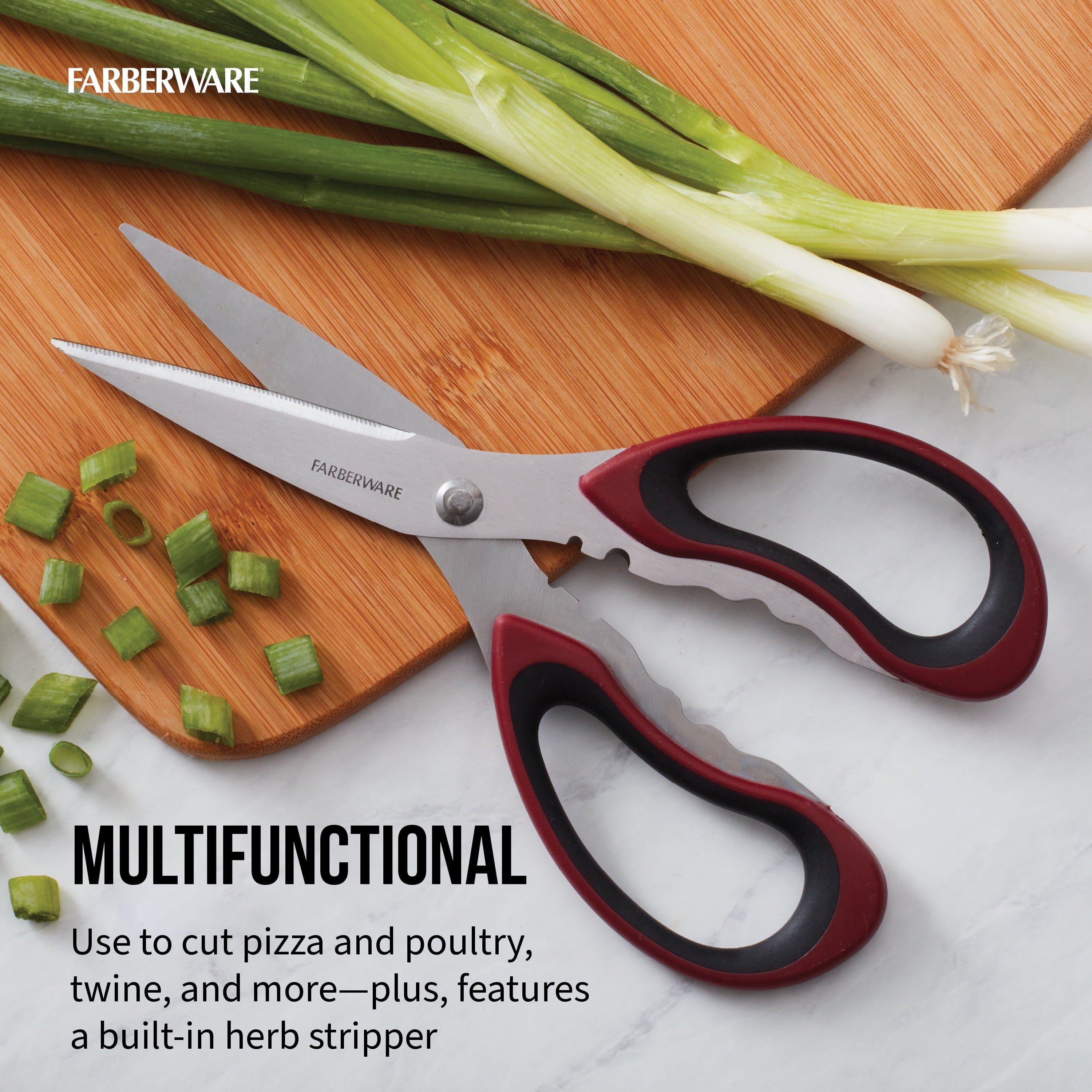 Soft Grips Stainless Steel Kitchen and Herb Shears with Red and Black Handle - Image 2
