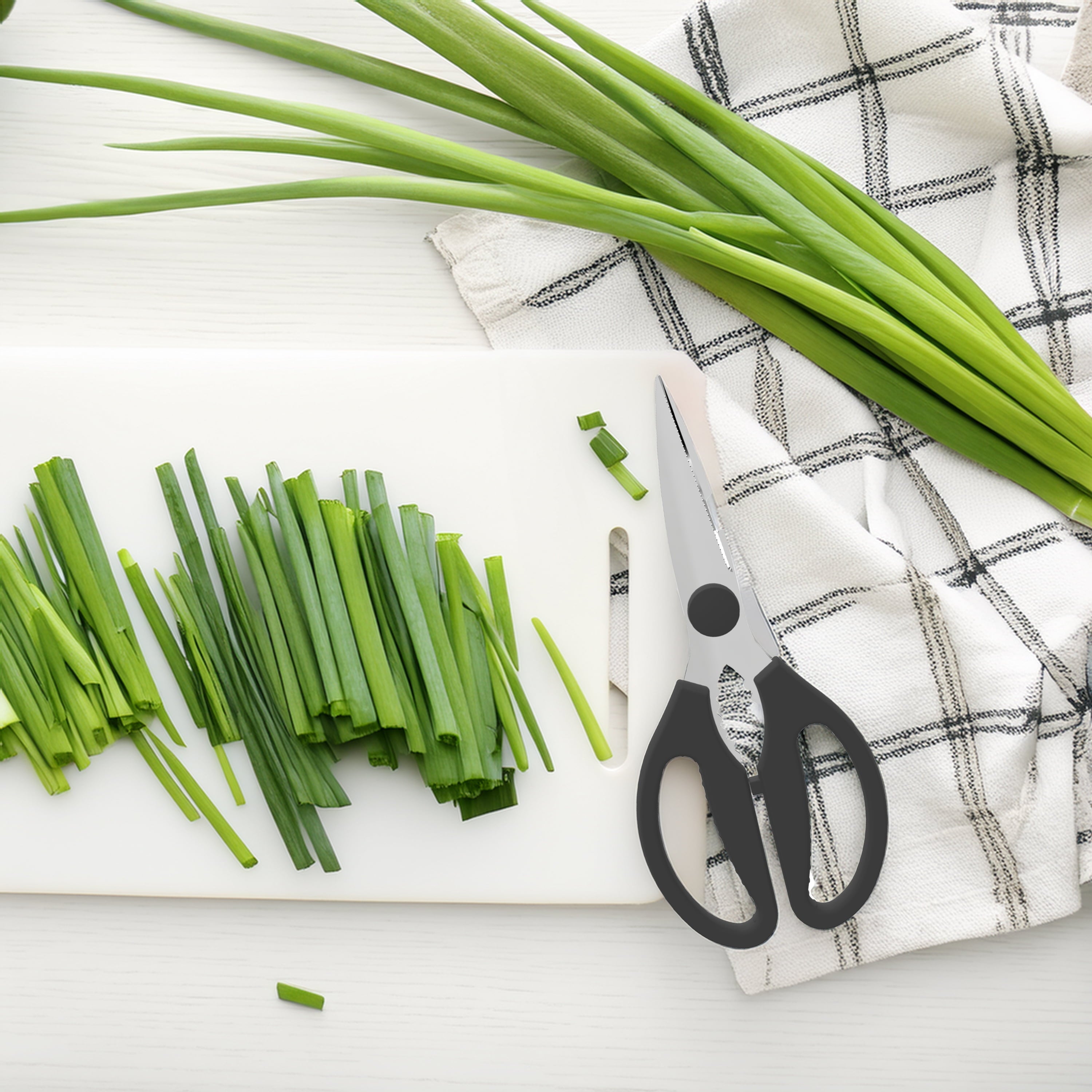Mainstays Black Handle Stainless Steel Multi-Purpose Kitchen Shears with Black Grip 1 Each - Image 2