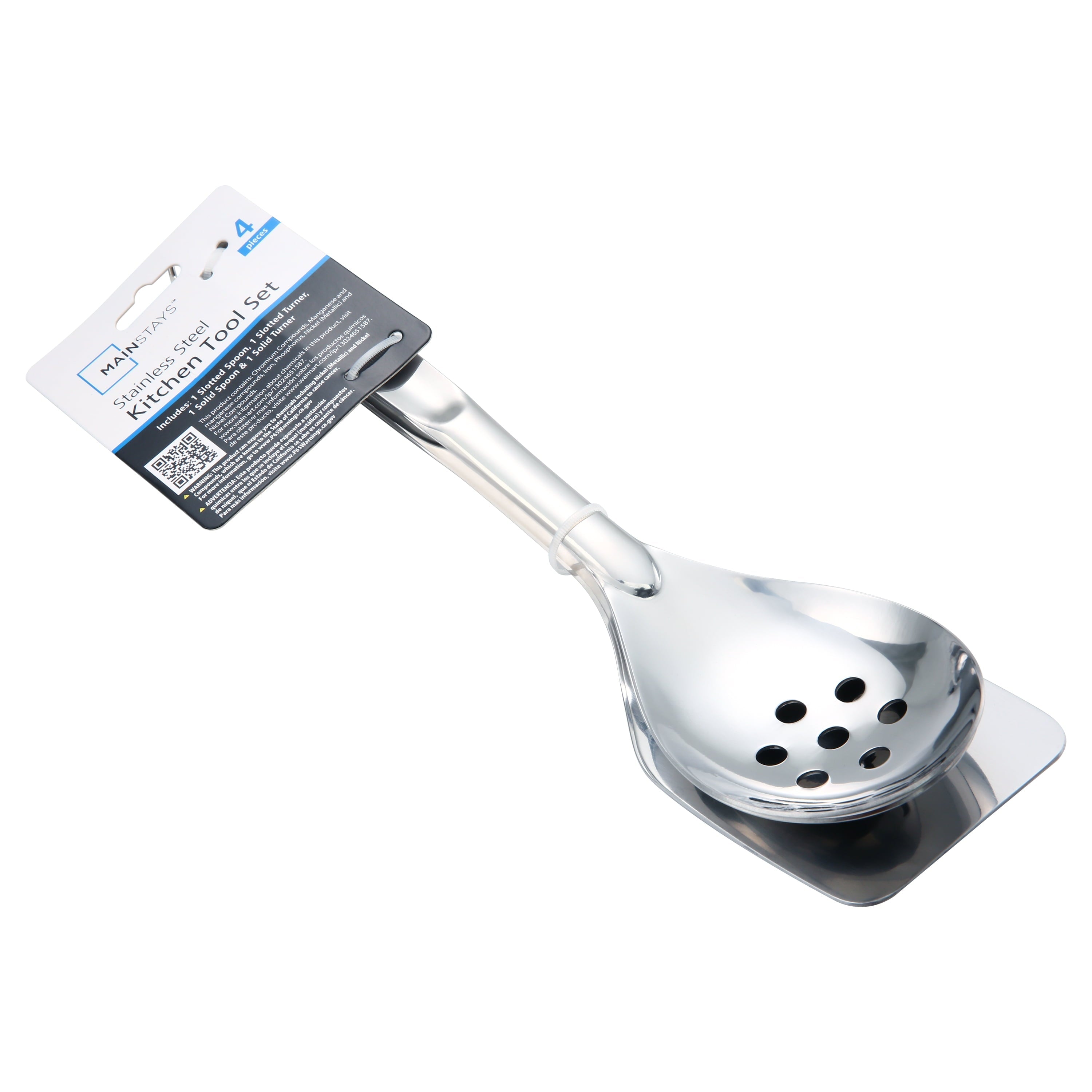Mainstays Stainless Steel 4-Piece Utensil Set: Includes Spatula, Slotted Spatula, Spoon, and Slotted Spoon - Image 6